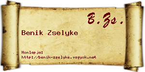 Benik Zselyke névjegykártya